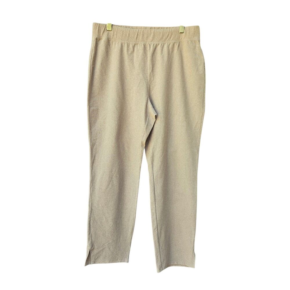 Eileen Fisher Crepe Pull On Cropped Pants Tan Beige Womens Size M  Stretch